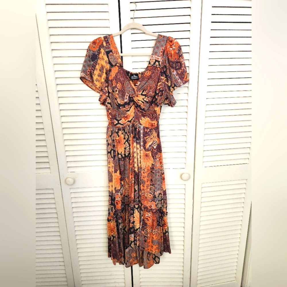 Orange printed dress